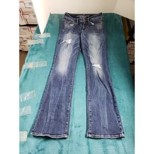 American Eagle Jeans Size 2 Womens Blue Stretch Pants Ladies Low Rise Kick Boot